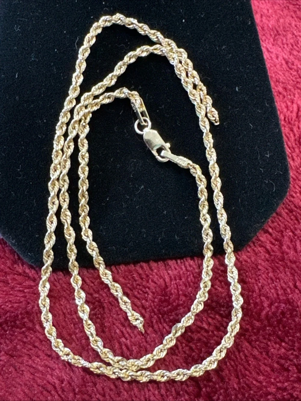 10K Yellow Gold Rope Chain 16” 2mm 1.4g Broken Needs Solder Lobster Clasp